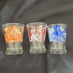 Vintage 50s HAZEL ATLAS Old Time Song Sheet Series Shot/Cordial Glasses~MCM